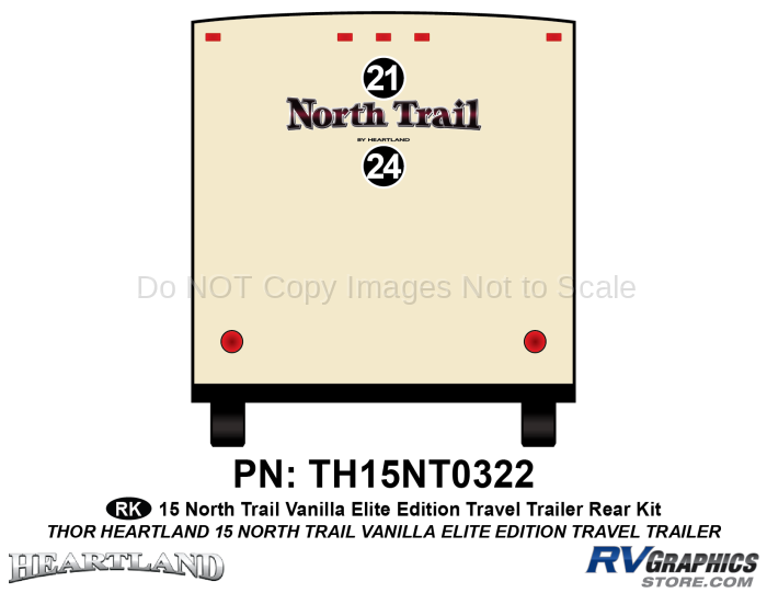 2 Piece 2015 North Trail Elite Edition Vanilla Walls Travel Trailer Rear Graphics Kit