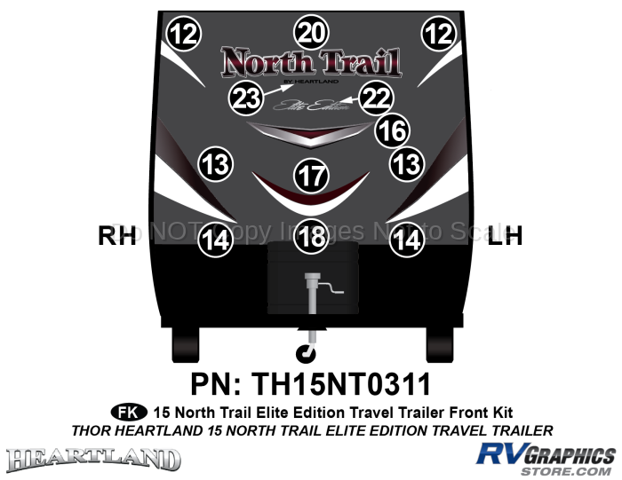 12 Piece 2015 North Trail Elite Edition Travel Trailer Front Graphics Kit