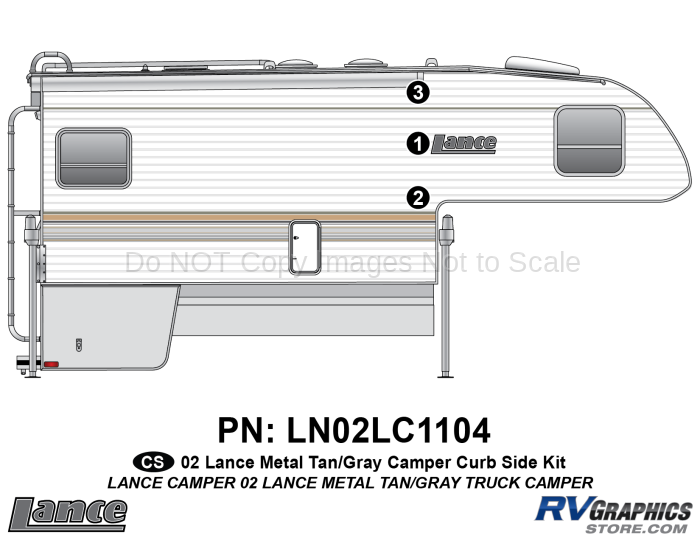 3 Piece 2002 Lance Camper Metal Curbside Graphics Kit