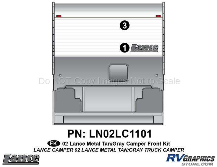 2 Piece 2002 Lance Camper Metal Front Graphics Kit