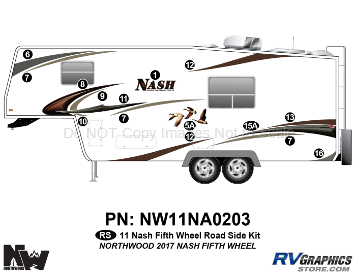 15 Piece 2011 Nash Fifth Wheel Roadside Graphics Kit