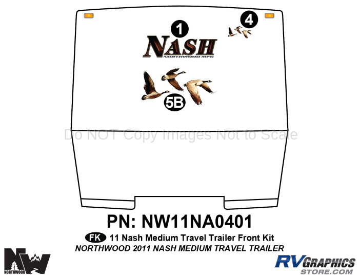 3 Piece 2011 Nash Med Travel Trailer Front Graphics Kit