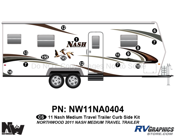 15 Piece 2011 Nash Med Travel Trailer Curbside Graphics Kit