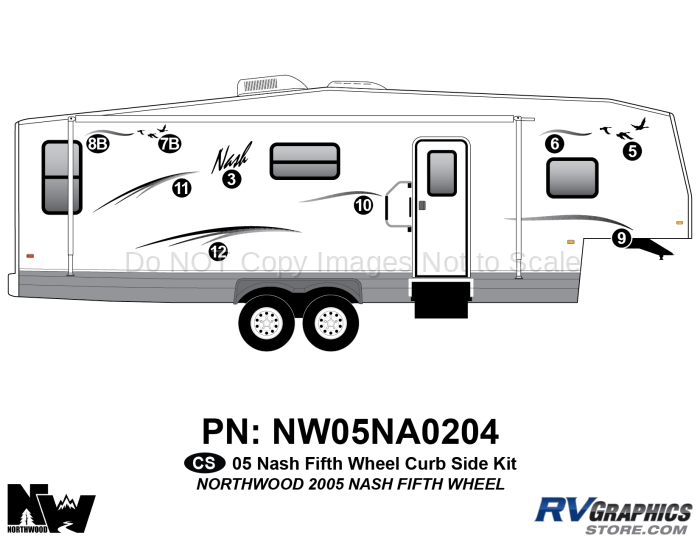 9 Piece 2005 Nash Fifth Wheel Curbside Graphics Kit