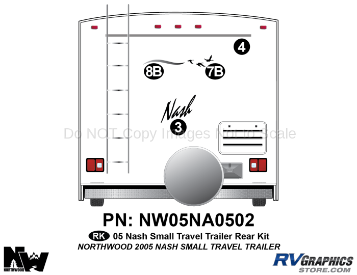 4 Piece 2005 Nash Sm Travel Trailer Rear Graphics Kit