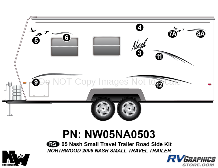 8 Piece 2005 Nash Sm Travel Trailer Roadside Graphics Kit
