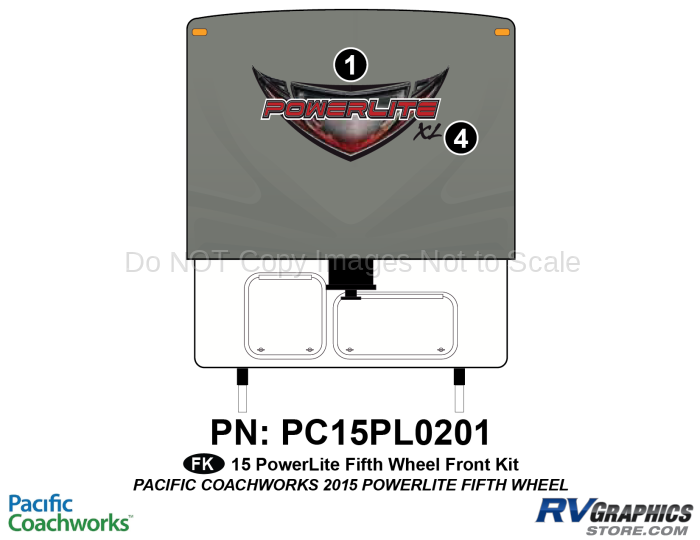2 Piece 2015 PowerLite Fifth Wheel Front Graphics Kit