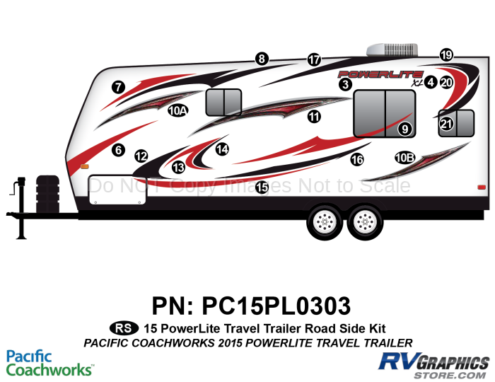 18 Piece 2015 PowerLite Travel Trailer Roadside Graphics Kit