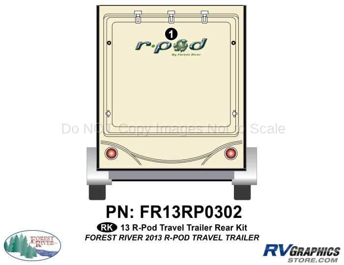 1 Piece 2013 rpod Teardrop Trailer Rear Graphics Kit