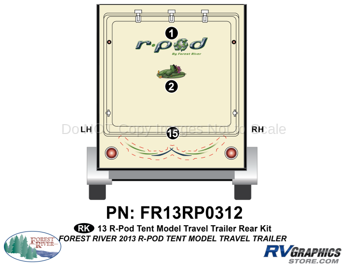 3 Piece 2013 rpod Tent Trailer Rear Graphics Kit