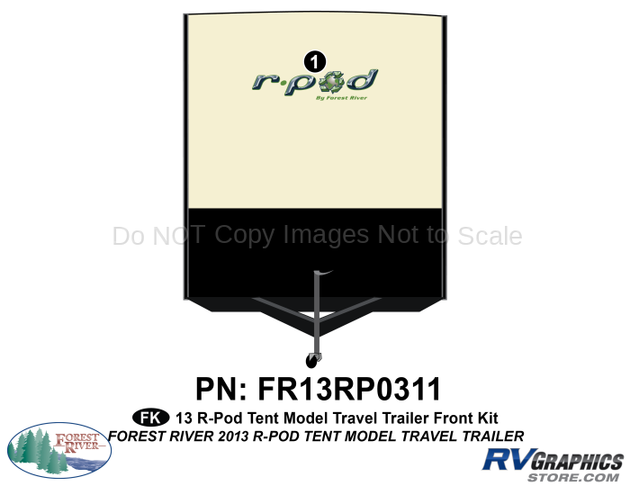 1 Piece 2013 rpod Tent Trailer Front Graphics Kit