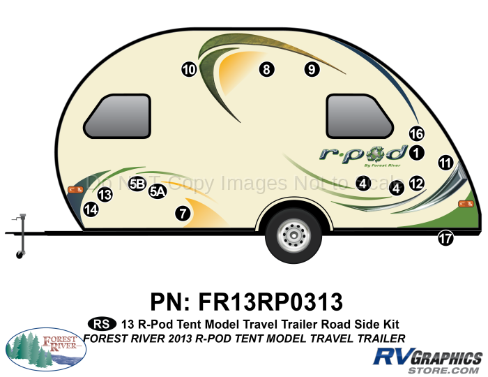 15 Piece 2013 rpod Tent Trailer Roadside Graphics Kit