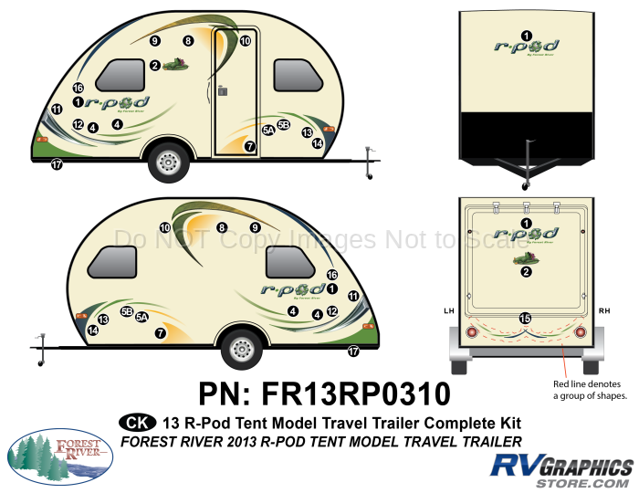 35 Piece 2013 rpod Tent Trailer Complete Graphics Kit