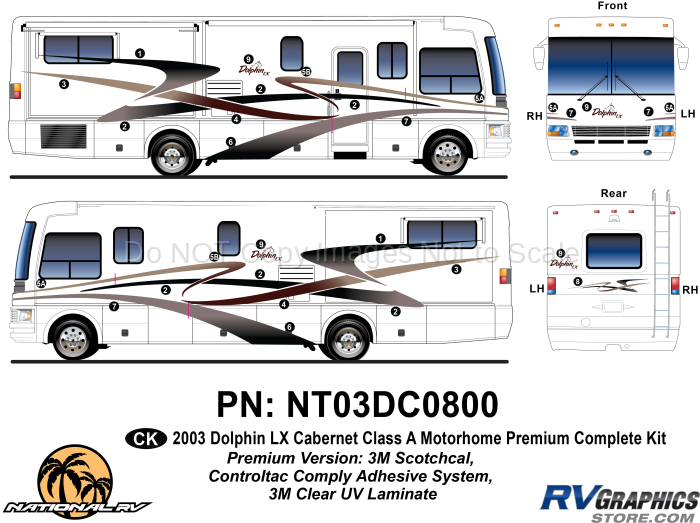 21 Piece 2003 Dolphin LX Cabernet Complete Premium Graphics Kit