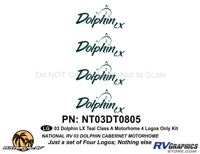 4 Piece 2003 Dolphin LX Teal Logos Only Premium Graphics Kit