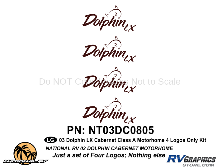 4 Piece 2003 Dolphin LX Cabernet Logos Only Premium Graphics Kit