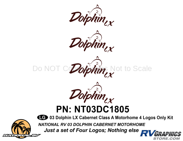 4 Piece 2003 Dolphin LX Cabernet Logos Only Premium Graphics Kit