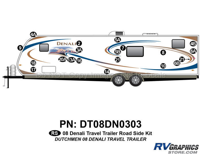 20 Piece 2008 Denali Travel Trailer Roadside Graphics Kit