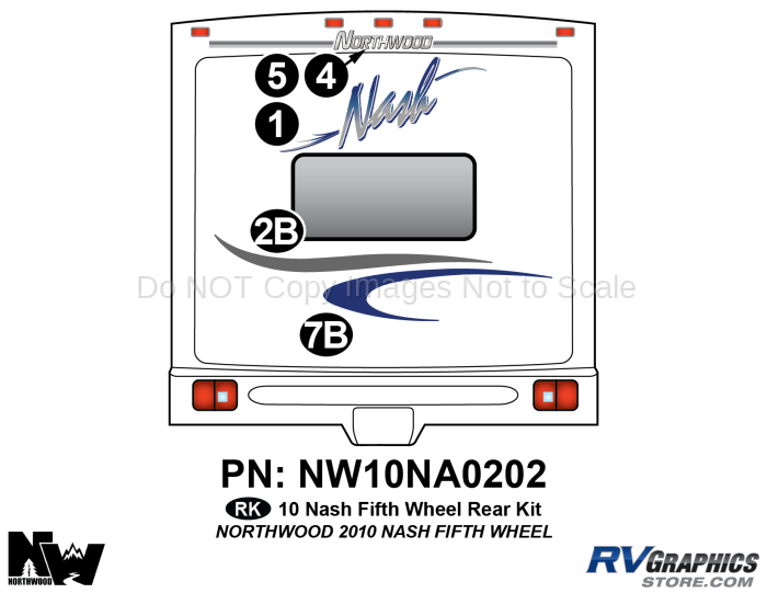 5 Piece 2010 Nash Fifth Wheel (FW) Rear Graphics Kit