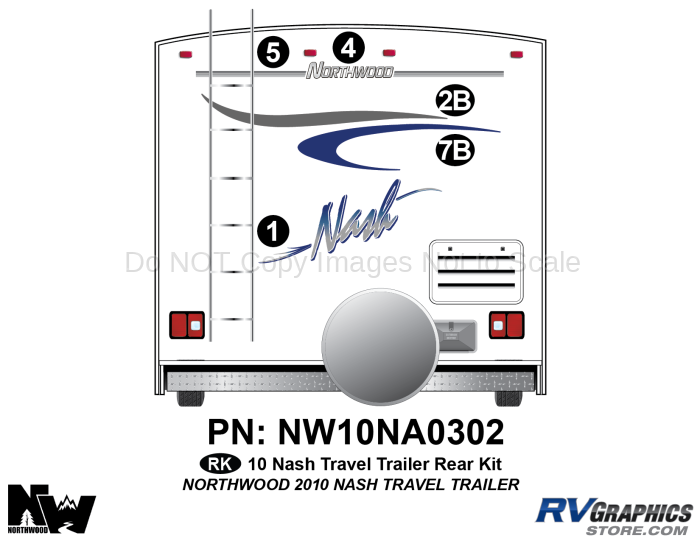 5 Piece 2010 Nash Travel Trailer (TT) Rear Graphics Kit