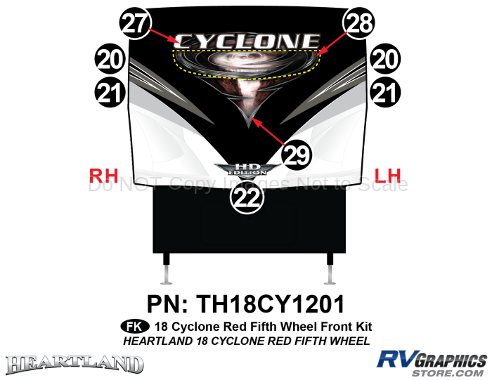 8 Piece 2018 Cyclone FW Red Front Graphics Kit