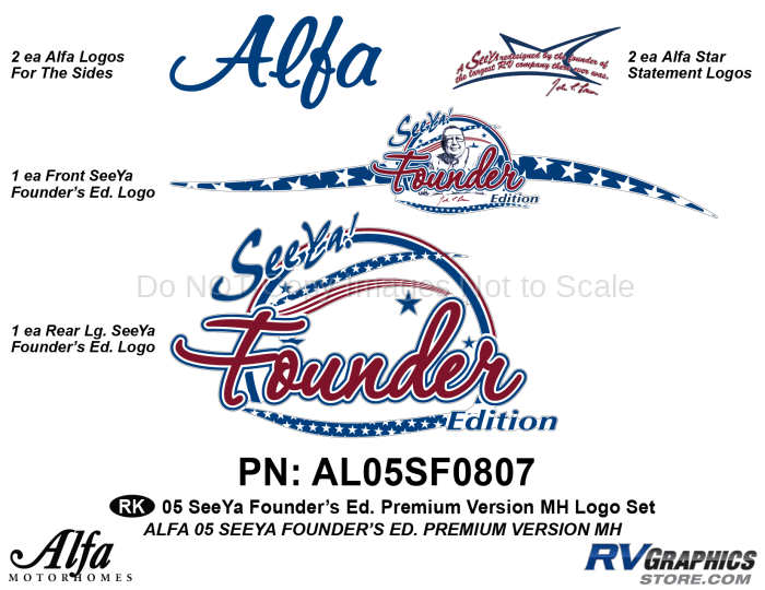 7 Piece 2005 Seeya Founder's Edition Logos Only Graphics Kit