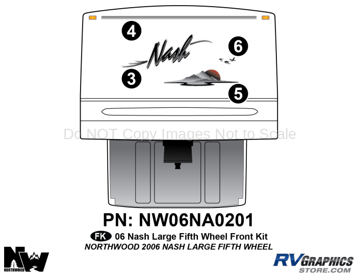 4 Piece 2006 Nash Large Fifth Wheel Fiberglass Front Graphics Kit