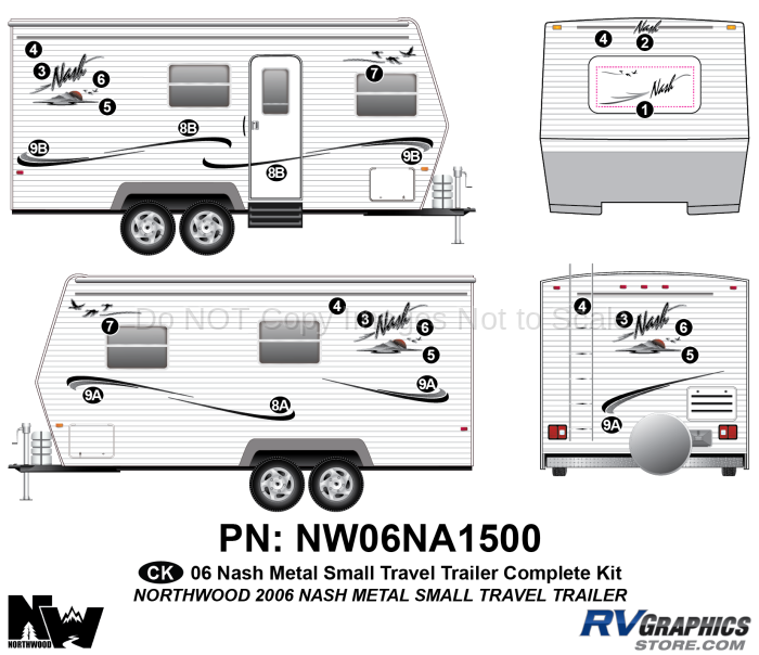 24 Piece 2006 Nash Small Travel Trailer Metal Complete Graphics Kit