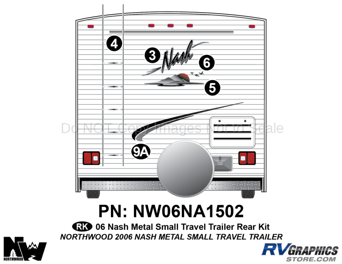 5 Piece 2006 Nash Small Travel Trailer Metal Rear Graphics Kit