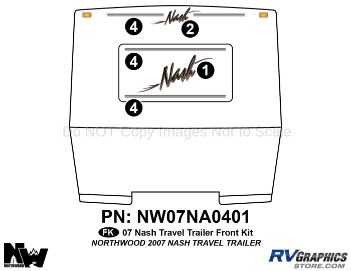 3 Piece 2007 Nash Travel Trailer Front Graphics Kit