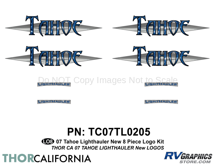 8 piece 2007 Tahoe Lighthauler FW Logo Graphics Kit