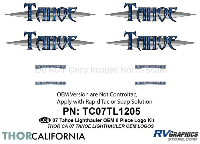 8 piece 2007 Tahoe Lighthauler FW Logo Graphics Kit OEM Version *