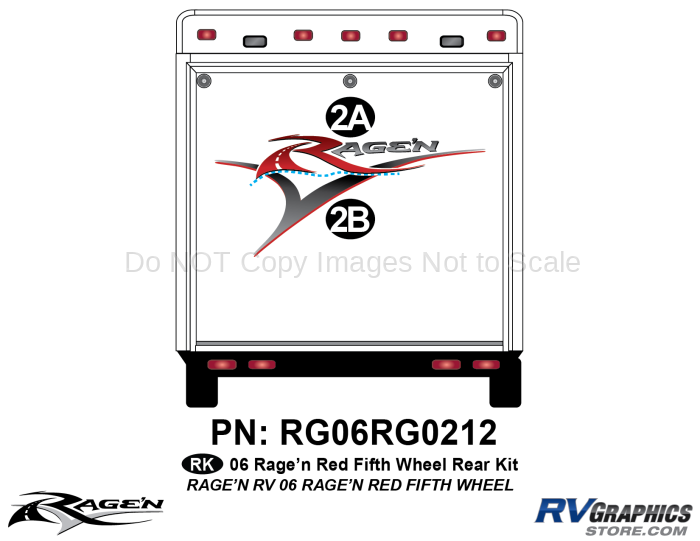 2 Piece 2006 Ragen Fifth Wheel Red Rear Graphics Kit