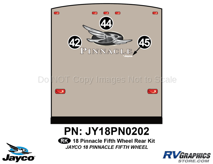 3 Piece 2018 Pinnacle Fifth Wheel Rear RV Graphics Kit