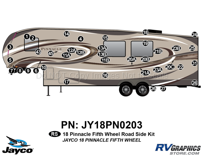 38 Piece 2018 Pinnacle Fifth Wheel Roadside RV Graphics Kit