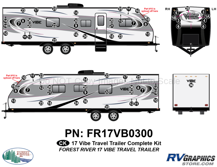 71 Piece 2017 Vibe Travel Trailer Complete Graphics Kit