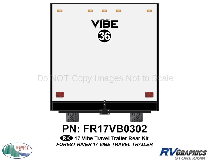 1 Piece 2017 Vibe Travel Trailer Rear Graphics Kit