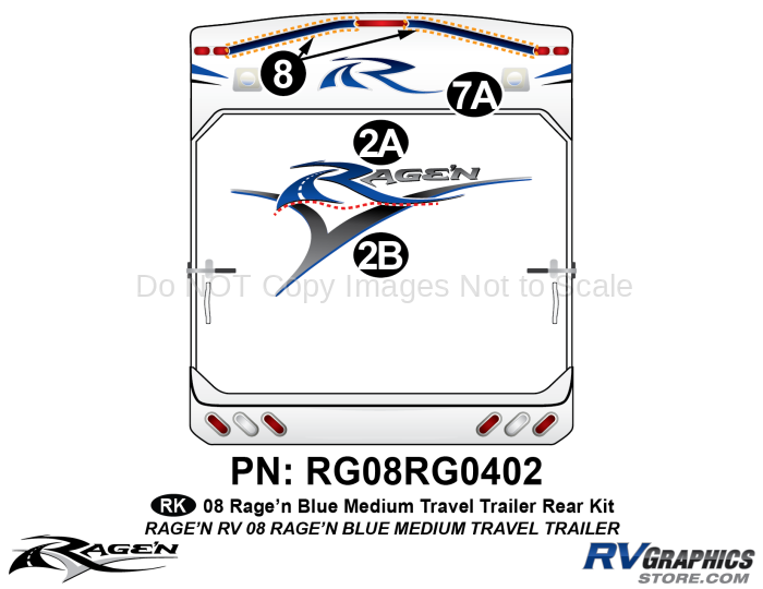 5 Piece 2008 Ragen Medium TT Blue 28-32  Rear Graphics Kit