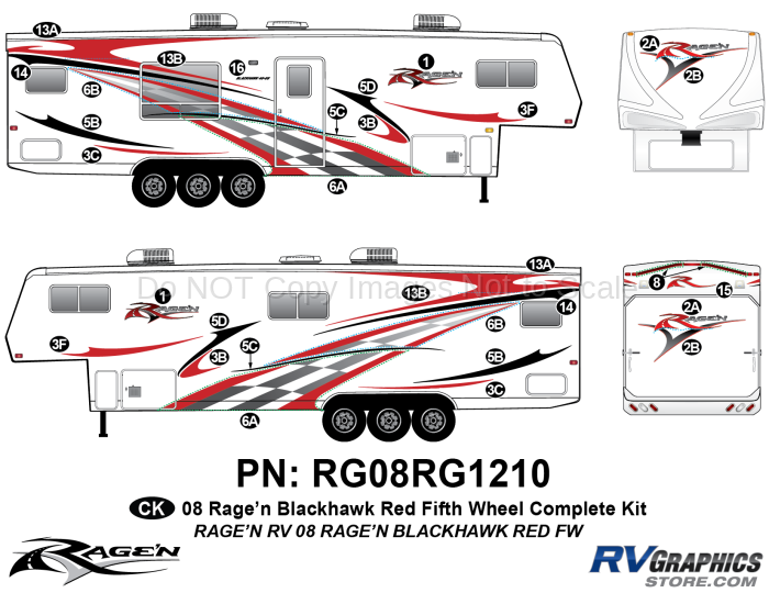 31 Piece 2008 Ragen Blackhawk FW Red  38-40 Complete Graphics Kit