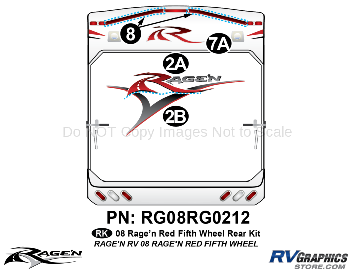 5 Piece 2008 Ragen FW Red  32-36 Rear Graphics Kit
