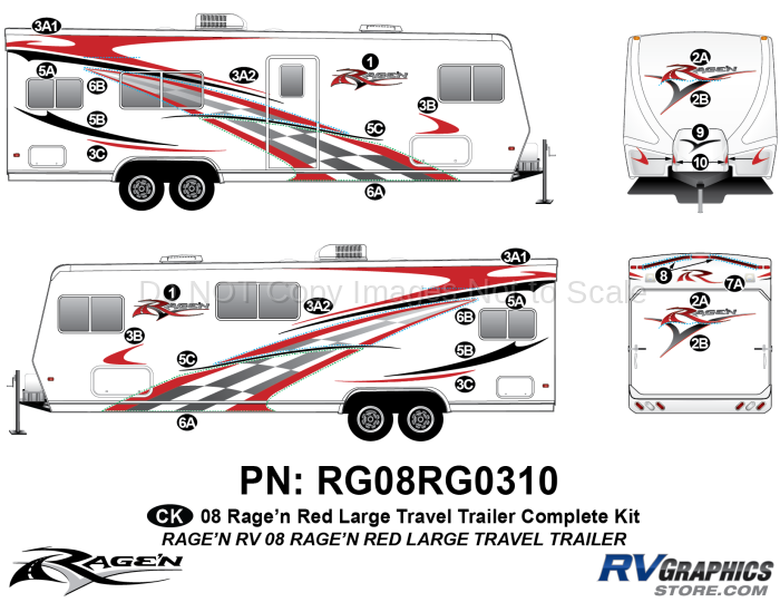 29 Piece 2008 Ragen Lg TT Red  34-36 Complete Graphics Kit