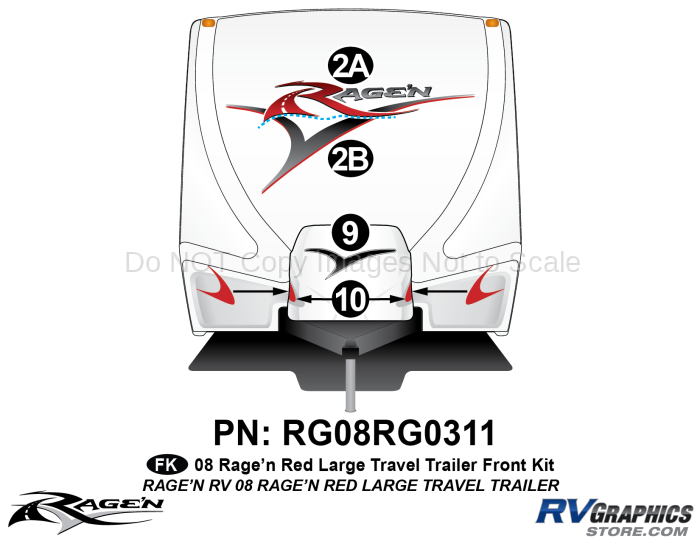 4 Piece 2008 Ragen Lg TT Red  34-36  Front Graphics Kit