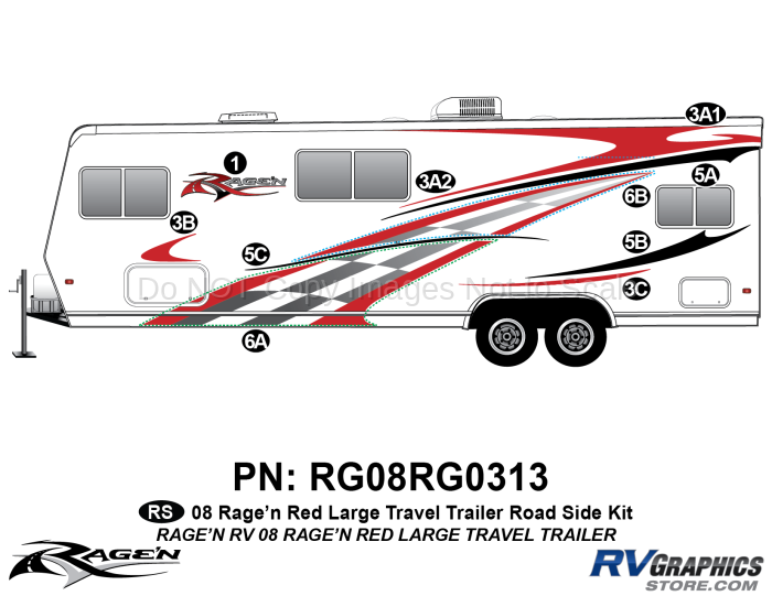 10 Piece 2008 Ragen Lg TT Red  34-36  Roadside Graphics Kit