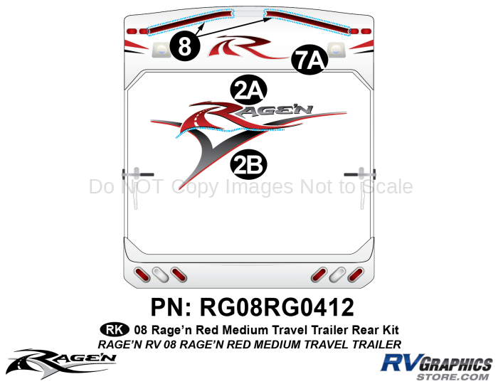 5 Piece 2008 Ragen Medium TT Red 28-32  Rear Graphics Kit