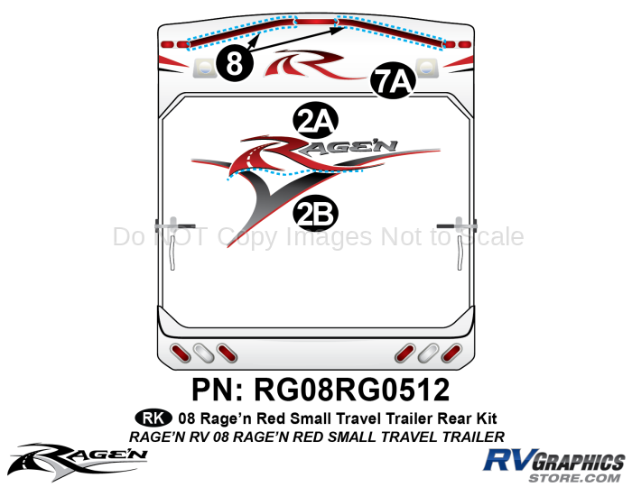 5 Piece 2008 Ragen Small TT Red 21-26  Rear Graphics Kit