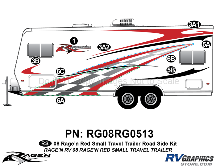 10 Piece 2008 Ragen Small TT Red 21-26  Roadside Graphics Kit