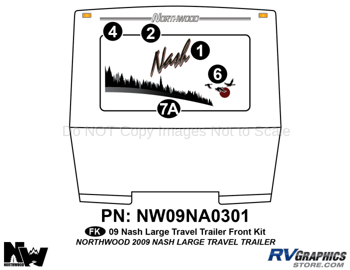 5 Piece 2009 Nash Lg Travel Trailer Front Graphics Kit