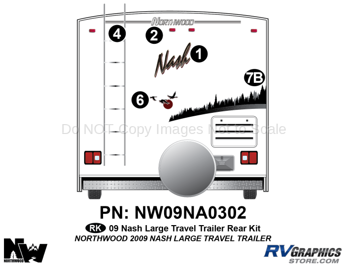 5 Piece 2009 Nash Lg Travel Trailer Rear Graphics Kit