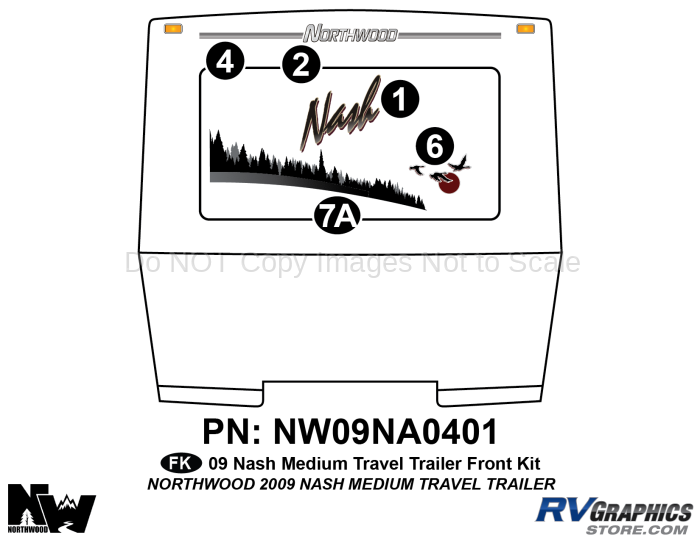 5 Piece 2009 Nash Medium Travel Trailer Front Graphics Kit