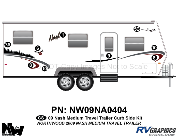 9 Piece 2009 Nash Medium Travel Trailer Curbside Graphics Kit